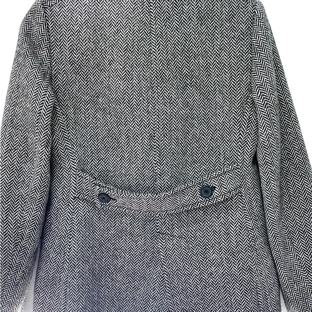 J. Crew Monochrome Herringbone Pea Coat‎ - Picture 6 of 8